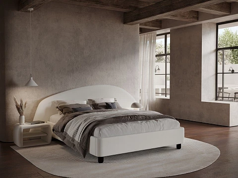 Коричневая кровать Sten Bro Right - Мягкая кровать с округлым изголовьем на правую сторону