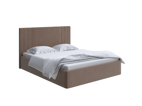 Кровать в стиле минимализм Liberty - Аккуратная мягкая кровать в обивке из мебельной ткани