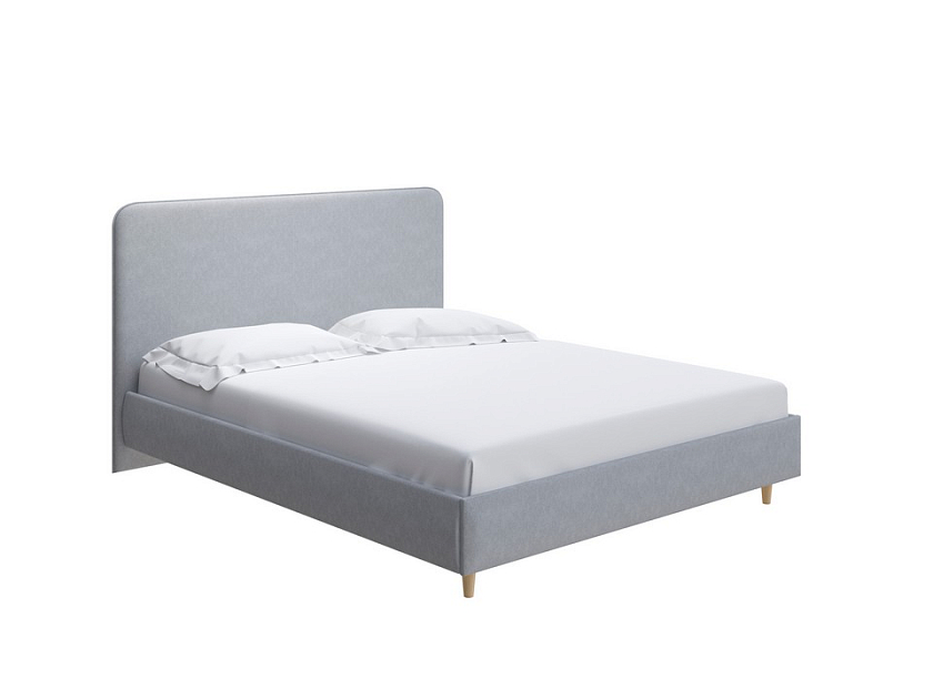 Кровать Mia 180x200 Ткань: Рогожка Levis 83 Светло-Серый - Стильная кровать со встроенным основанием