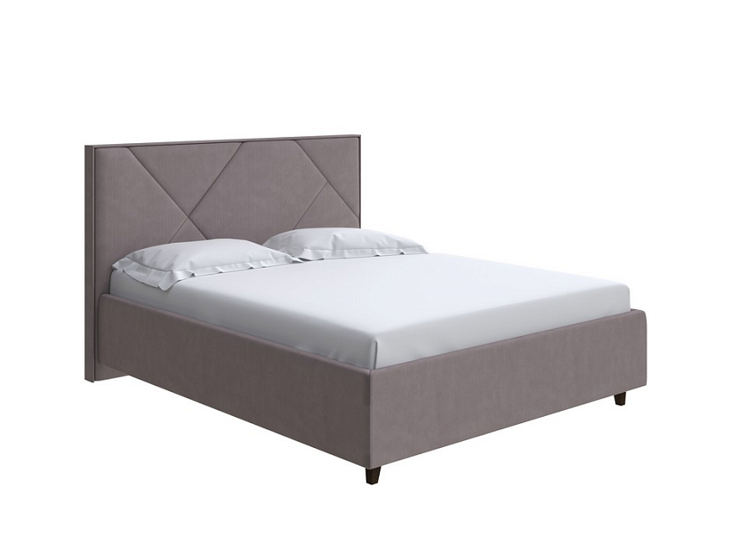 Кровать Tessera Grand 80x190 Ткань: Рогожка Тетра Голубой - Мягкая кровать с высоким изголовьем и стильными ножками из массива бука