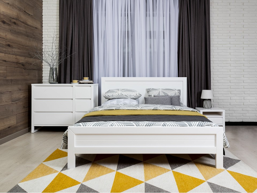 Кровать Toronto 120x200 Массив (сосна) Белая эмаль - Стильная кровать из массива со встроенным основанием
