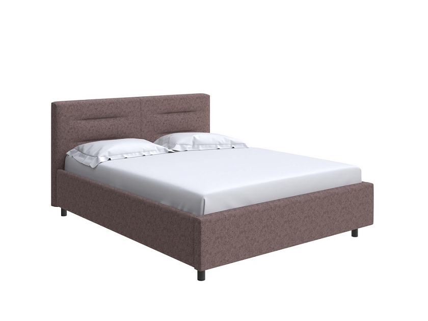 Кровать Nuvola-8 NEW 160x190 Ткань: Рогожка Levis 37 Шоколад - Кровать в лаконичном стиле с горизонтальной отстрочкой  в изголовье