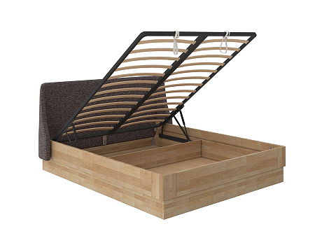 Кровать с мягким изголовьем Lagom Side Wood с подъемным механизмом - Кровать со встроенным ПМ механизмом. 