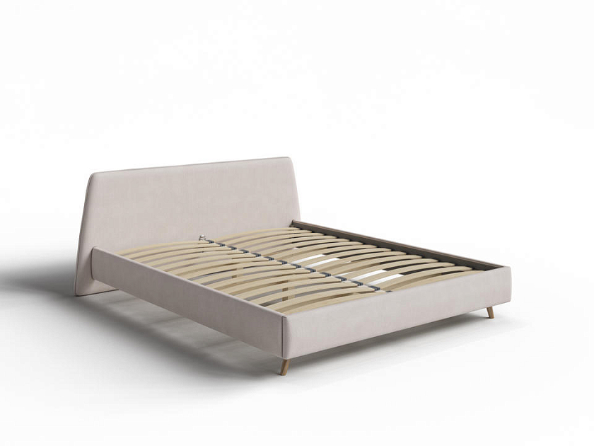 Кровать Binni 90x200 Ткань: Велюр Teddy Снежный - Кровать в стиле современного минимализма.