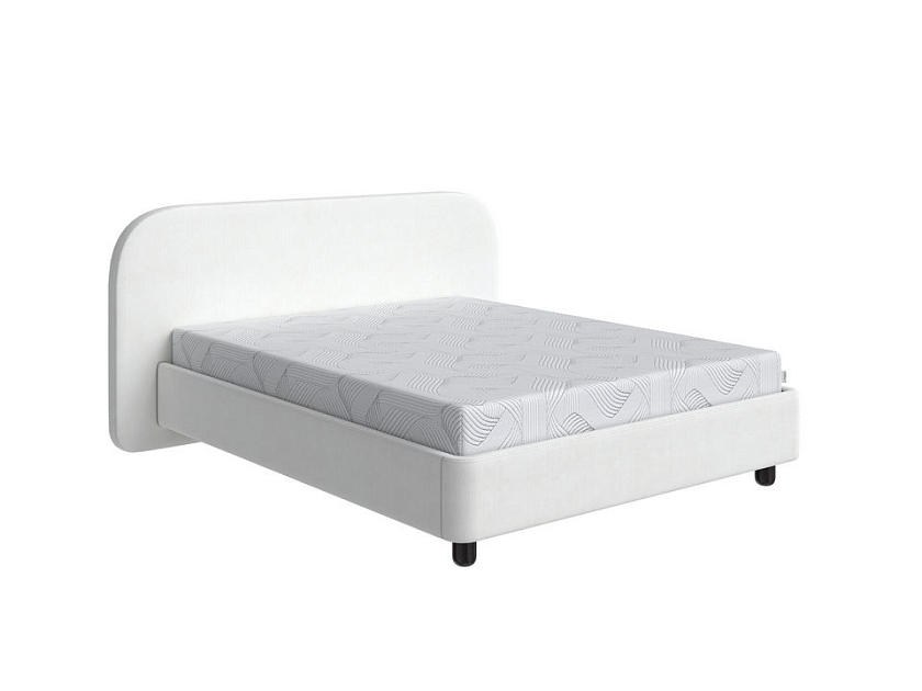 Кровать Sten Bro 160x200 Ткань/Массив (береза) Тетра Молочный/Венге - Симметричная мягкая кровать.