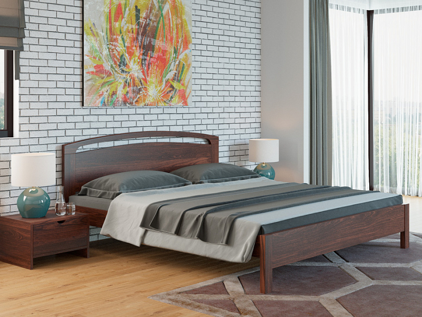 Кровать Веста 1-тахта-R 90x190 Массив (сосна) Венге - Кровать из массива с одинарной резкой в изголовье.
