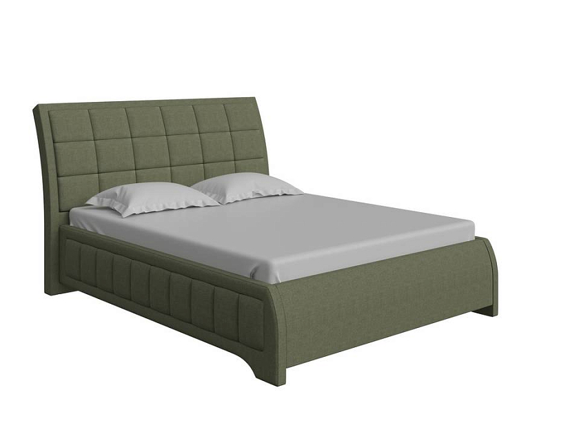 Кровать Foros 200x220 Экокожа/Ткань Белый (TM-14)/Лофти Слива - Кровать необычной формы в стиле арт-деко.