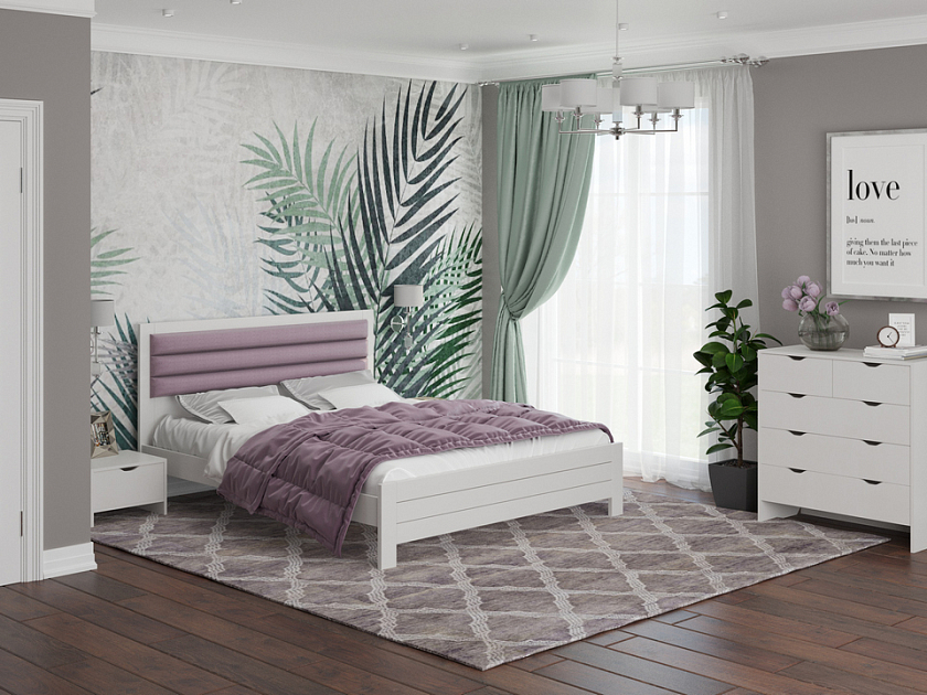 Кровать Prima 120x200 Ткань/Массив Тетра Голубой/Антик (сосна) - Кровать в универсальном дизайне из массива сосны.
