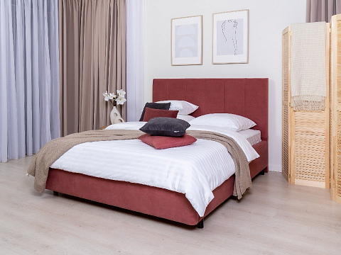 Розовая кровать Oktava - Кровать в лаконичном дизайне в обивке из мебельной ткани или экокожи.