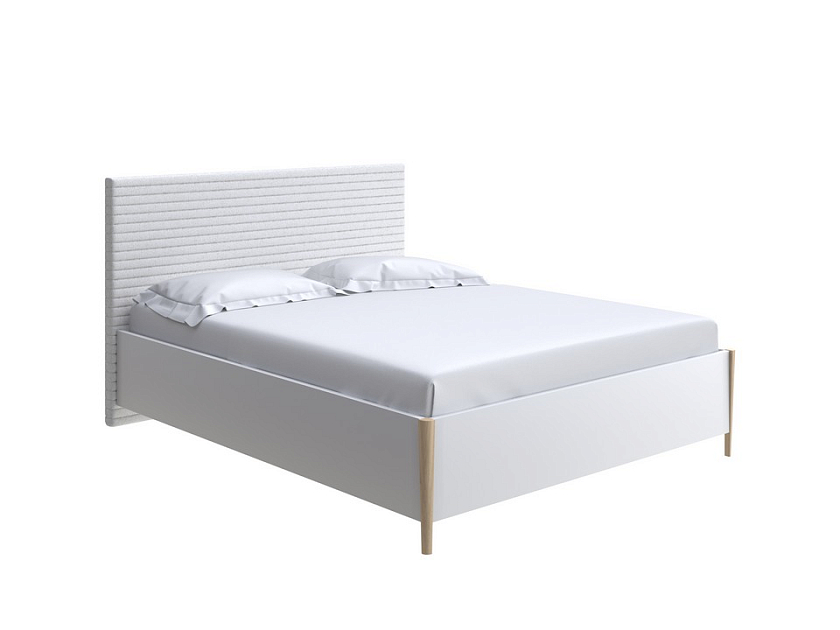 Кровать Rona 180x200 ЛДСП Венге+ткань Дуб Венге/Тетра Графит - Классическая кровать с геометрической стежкой изголовья