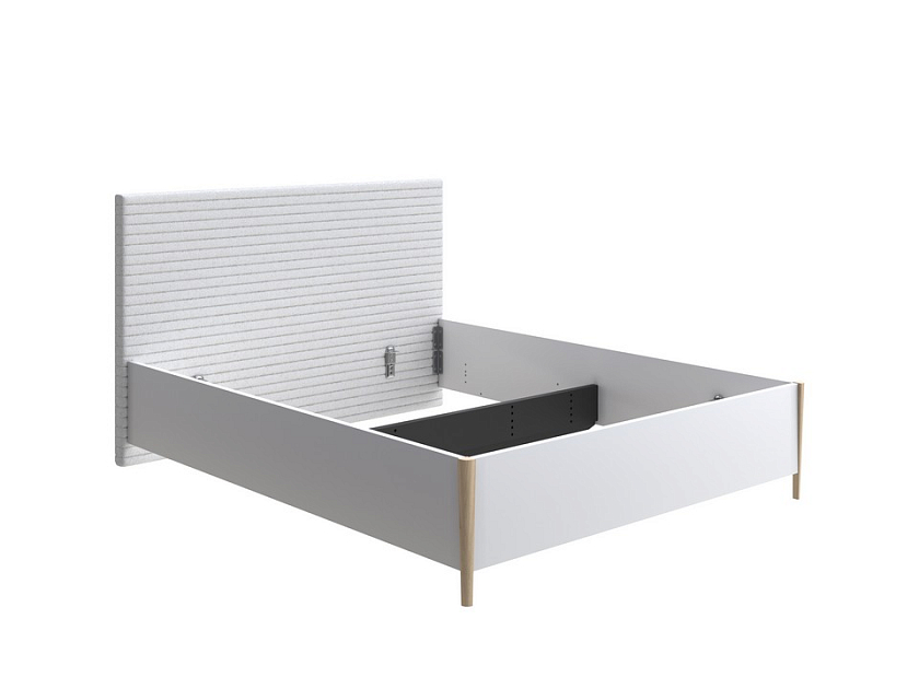 Кровать Rona 160x200  Белый/Тетра Имбирь - Классическая кровать с геометрической стежкой изголовья