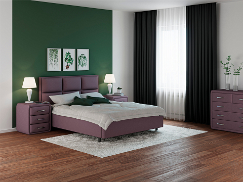 Двуспальная кровать Malina - Изящная кровать без встроенного основания из массива сосны с мягкими элементами.