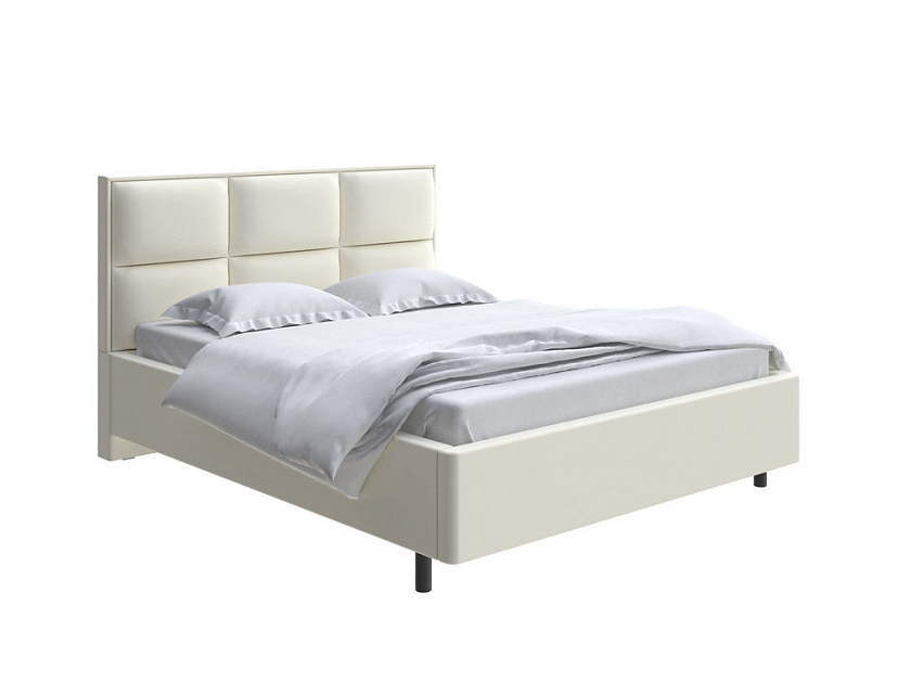 Кровать Malina 180x200 Экокожа Кремовый - Изящная кровать без встроенного основания из массива сосны с мягкими элементами.