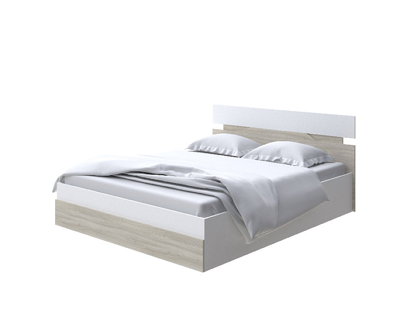 Кровать Milton с подъемным механизмом 90x200 ЛДСП Белый/Ясень Шимо светлый - Современная кровать с подъемным механизмом.