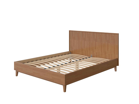 Кровать 180х200 Tempo - Кровать из массива с вертикальной фрезеровкой и декоративным обрамлением изголовья
