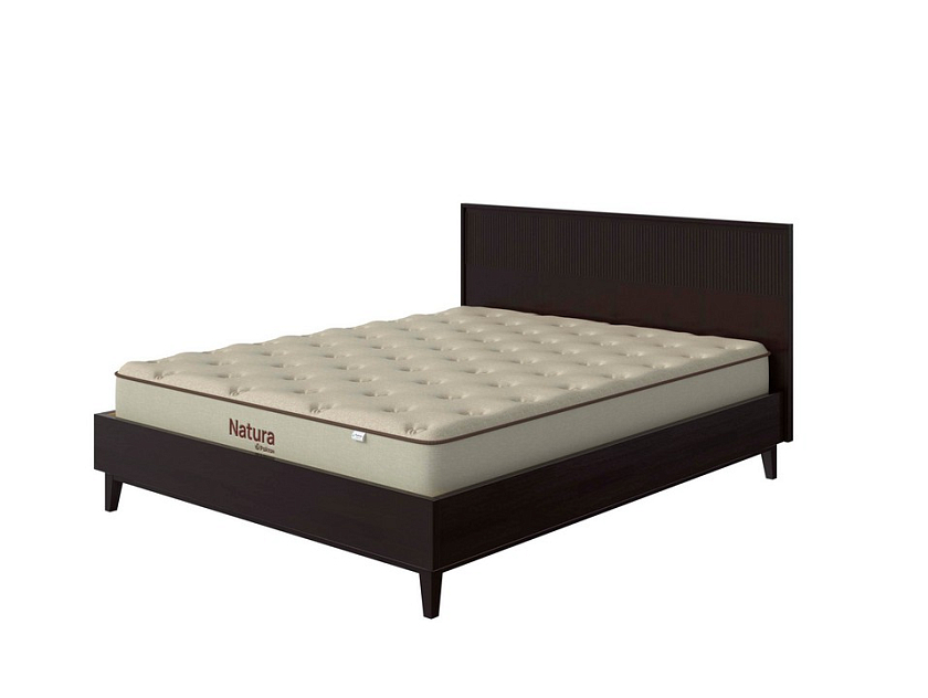 Кровать Tempo 160x200 Массив (сосна) Венге - Кровать из массива с вертикальной фрезеровкой и декоративным обрамлением изголовья