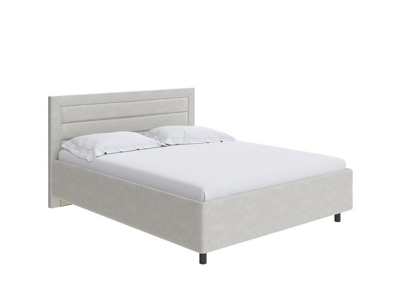 Кровать Next Life 2 160x200 Ткань: Рогожка Levis 14 Бежевый - Cтильная модель в стиле минимализм с горизонтальными строчками