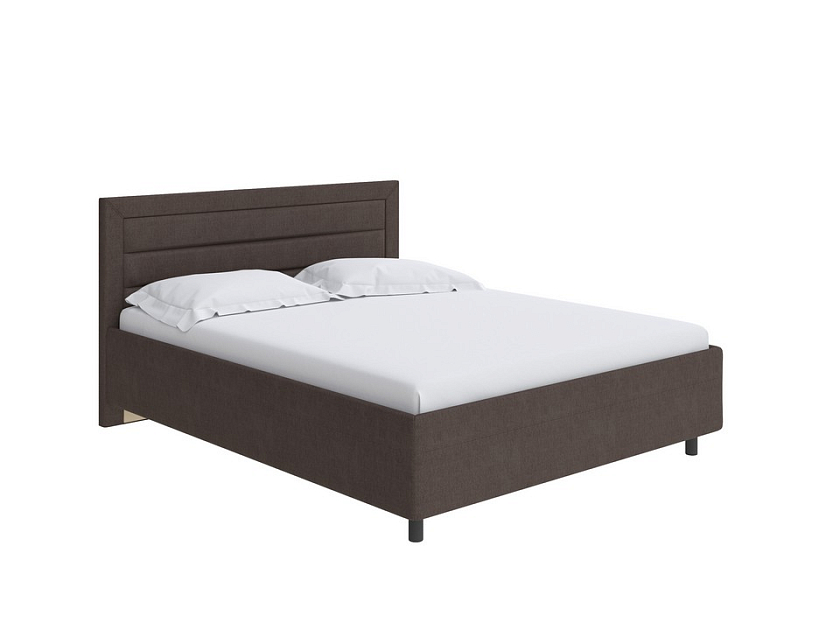 Кровать Next Life 2 120x200 Ткань: Рогожка Тетра Голубой - Cтильная модель в стиле минимализм с горизонтальными строчками
