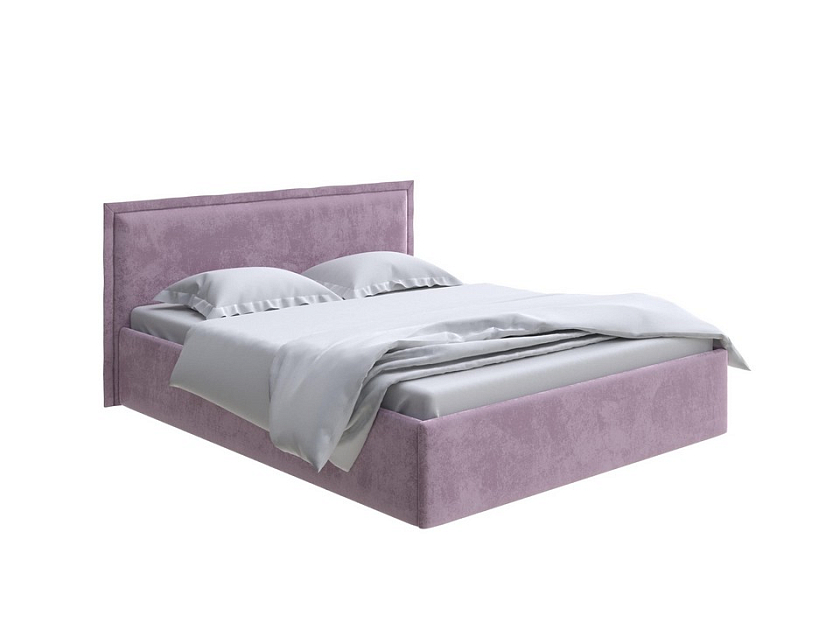 Кровать Aura Next 140x200 Ткань: Велюр Лофти Слива - Кровать в лаконичном дизайне в обивке из мебельной ткани