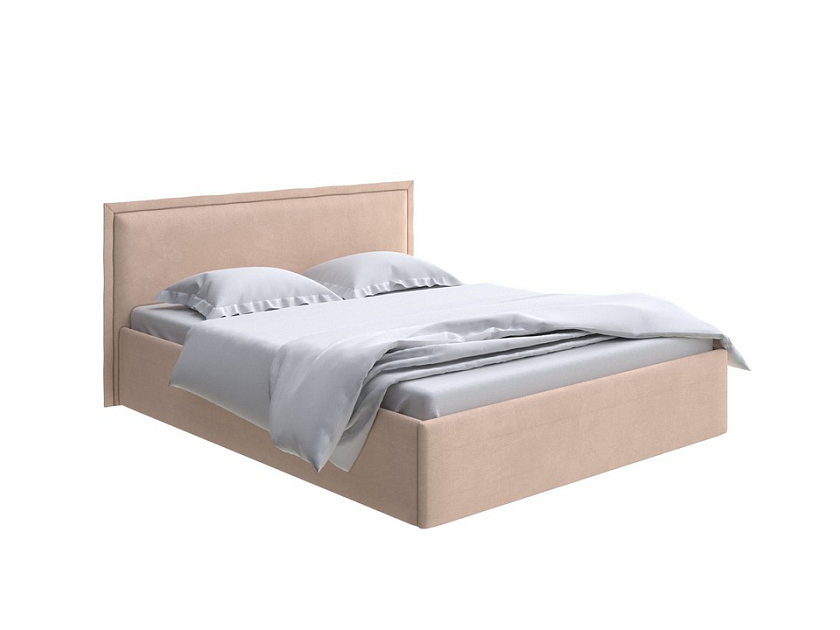 Кровать Aura Next 160x200 Ткань: Велюр Casa Бежевый - Кровать в лаконичном дизайне в обивке из мебельной ткани