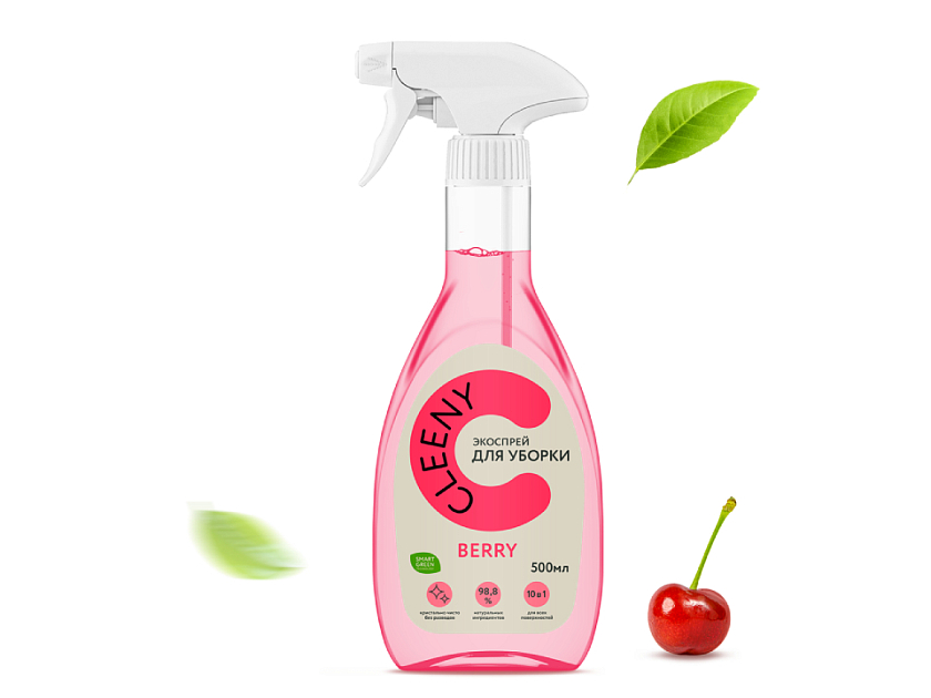 Универсальное чистящее средство для всех видов поверхностей Cleeny 8x10   - Экологичное чистящее средство с ягодным ароматом