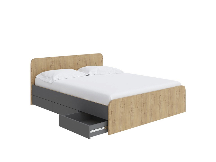 Кровать Way Plus 90x190 ЛДСП Бунратти/Вулканический серый - Кровать в современном дизайне в Эко стиле.