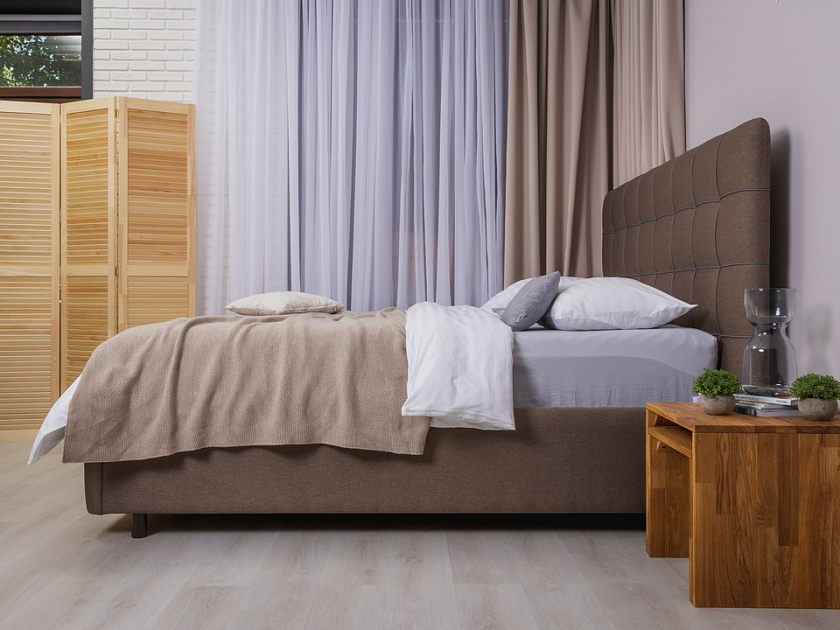 Кровать Leon 200x220 Экокожа/Ткань Тетра Мраморный/Серый - Современная кровать, украшенная декоративным кантом.