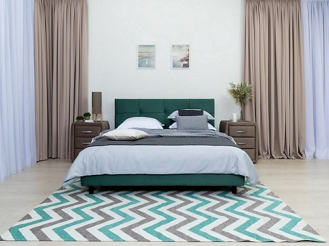Синяя кровать Next Life 1 - Современная кровать в стиле минимализм с декоративной строчкой