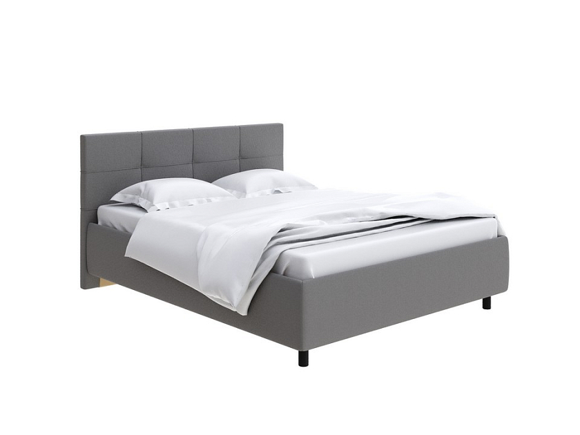 Кровать Next Life 1 120x200 Ткань: Рогожка Levis 14 Бежевый - Современная кровать в стиле минимализм с декоративной строчкой