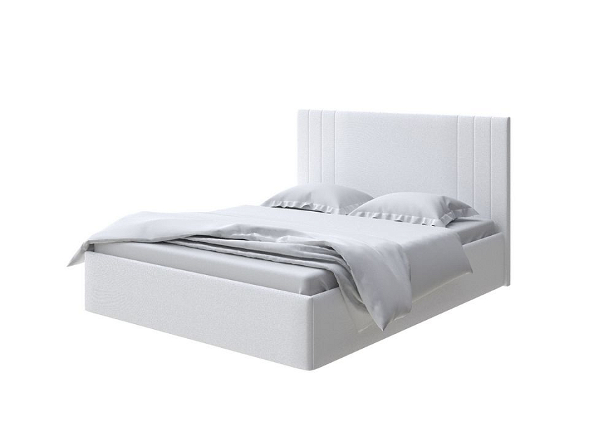 Кровать Liberty с подъемным механизмом 200x200 Ткань: Велюр Teddy Снежный - Аккуратная мягкая кровать с бельевым ящиком
