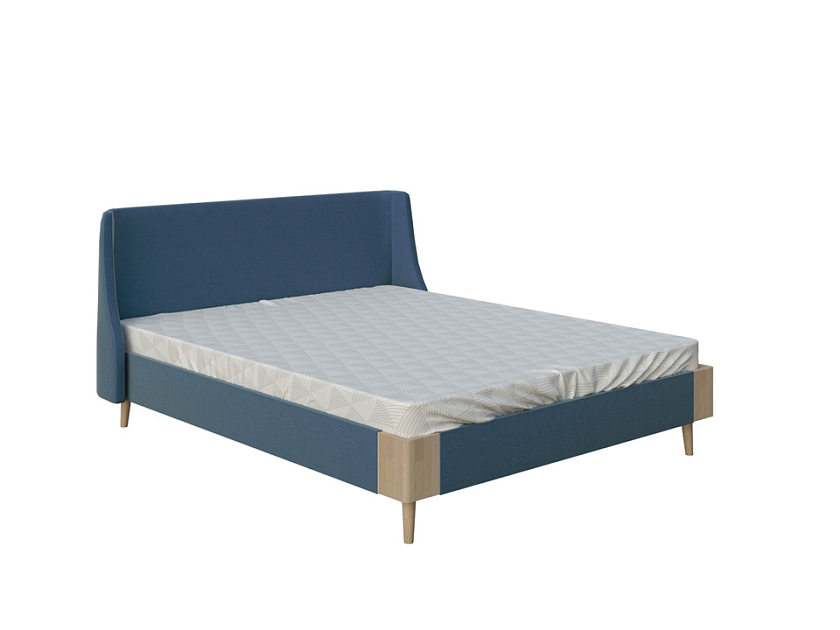 Кровать Lagom Side Soft 140x190 Ткань/Массив (береза) Levis 83 Светло-Серый/Масло-воск Natura (Береза) - Оригинальная кровать в обивке из мебельной ткани.