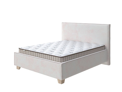 Двуспальная кровать Hygge Simple - Мягкая кровать с ножками из массива березы и объемным изголовьем