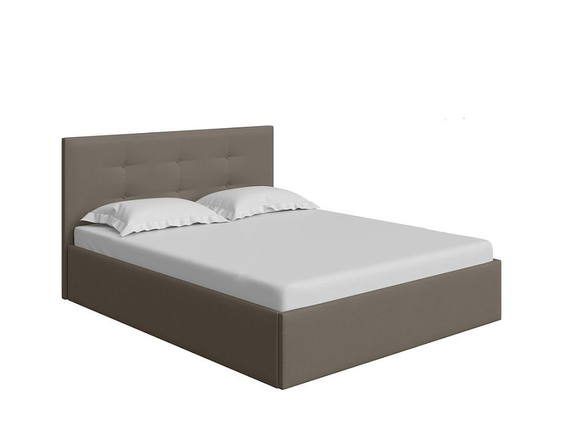 Кровать Forsa 160x200 Ткань: Велюр Casa Сахарный - Универсальная кровать с мягким изголовьем, выполненным из рогожки.