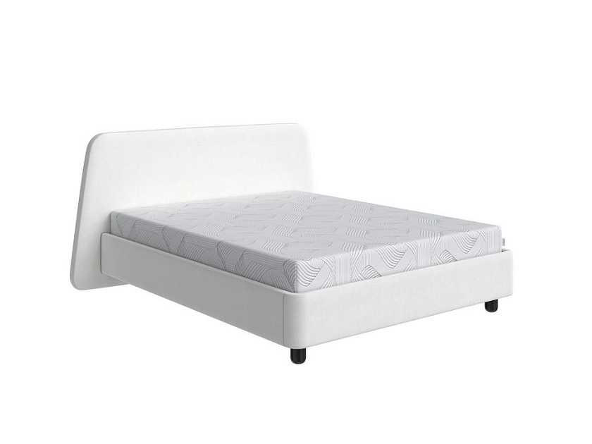 Кровать Sten Berg 90x200 Ткань/Массив (береза) Тетра Молочный/Венге - Симметричная мягкая кровать.