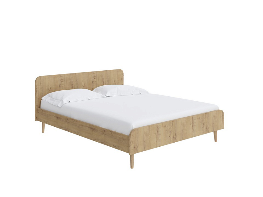 Кровать Way 180x200 ЛДСП Дуб Кантербери/Белый Жемчуг - Компактная корпусная кровать на деревянных опорах