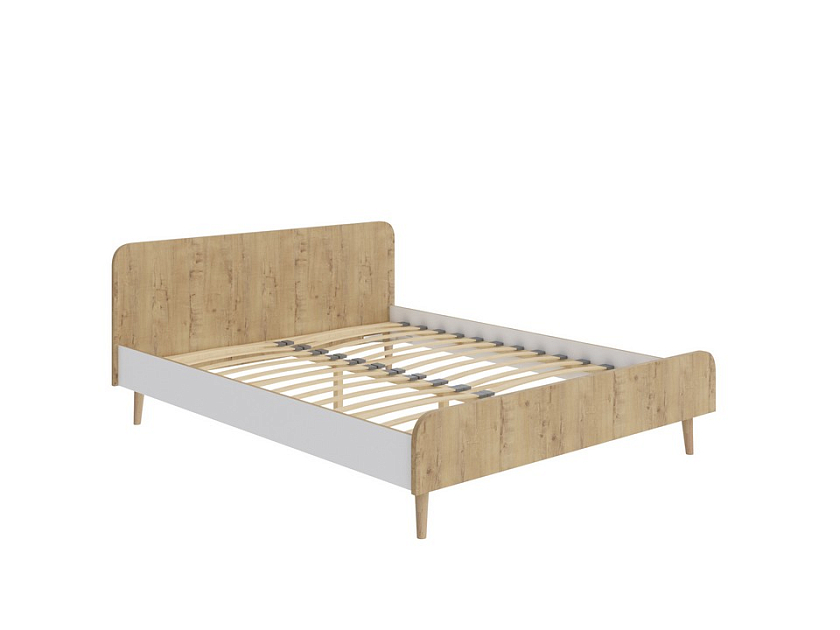 Кровать Way 180x200 ЛДСП Бунратти/Белый Жемчуг - Компактная корпусная кровать на деревянных опорах