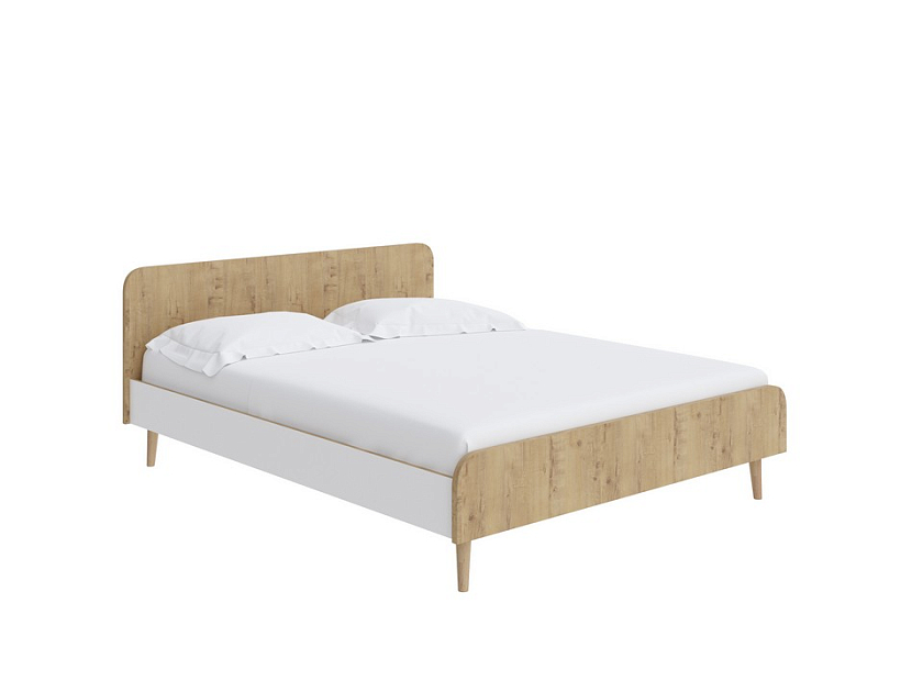 Кровать Way 180x200 ЛДСП Бунратти/Белый Жемчуг - Компактная корпусная кровать на деревянных опорах