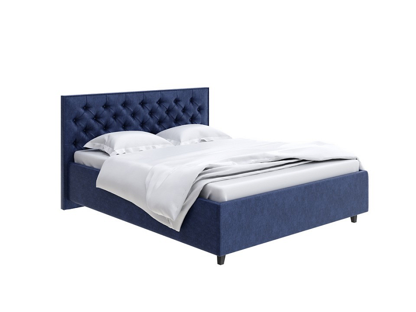 Кровать Teona 80x190 Ткань: Рогожка Levis 78 Джинс - Кровать с высоким изголовьем, украшенным благородной каретной пиковкой.