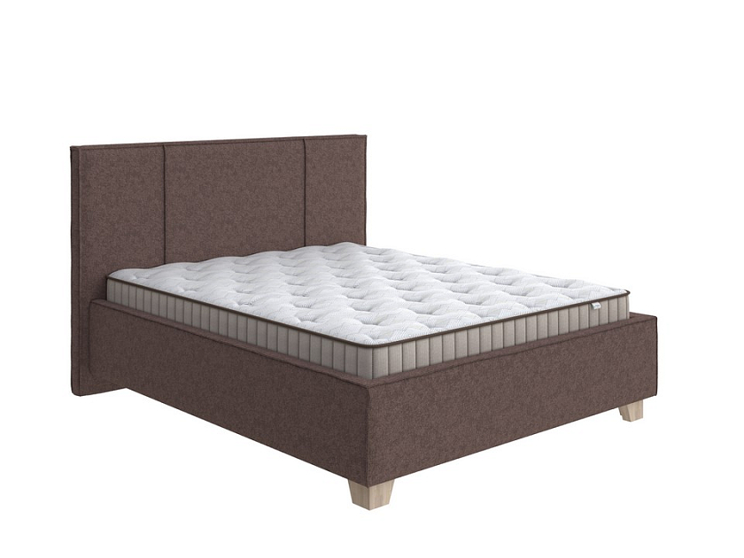 Кровать Hygge Line 90x200 Ткань: Рогожка Levis 37 Шоколад - Мягкая кровать с ножками из массива березы и объемным изголовьем