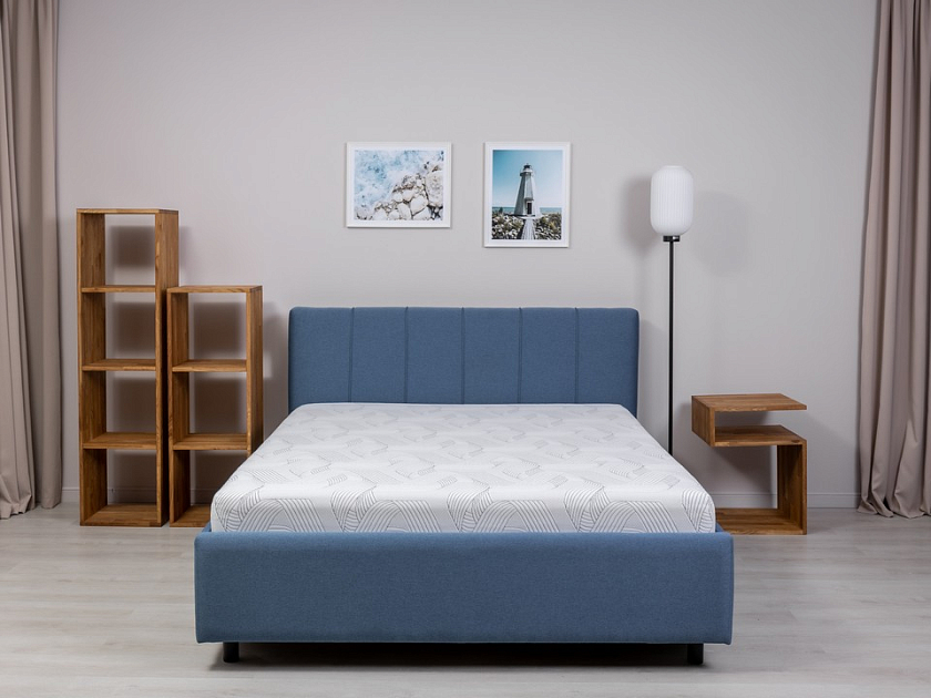 Кровать Nuvola-7 NEW 160x190 Ткань: Рогожка Levis 37 Шоколад - Современная кровать в стиле минимализм