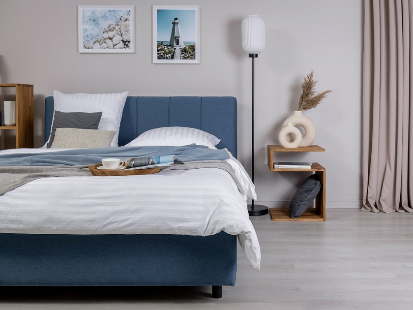 Кровать Nuvola-7 NEW 140x190 Ткань: Рогожка Тетра Слива - Современная кровать в стиле минимализм