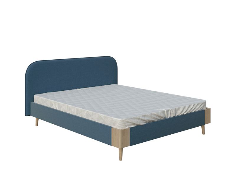 Кровать Lagom Plane Soft 160x200 Ткань/Массив (дуб) Beatto Пепел/Масло-воск Natura (Дуб) - Оригинальная кровать в обивке из мебельной ткани.