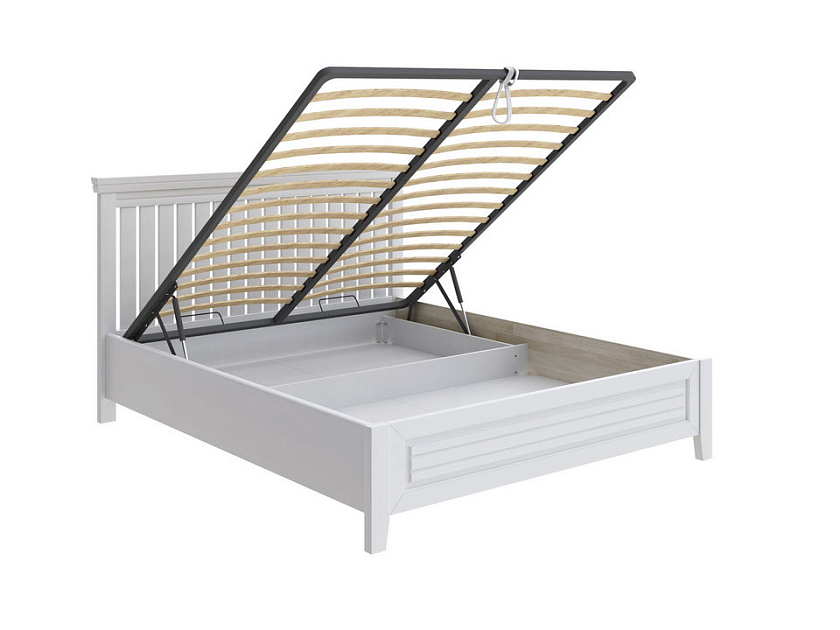 Кровать Olivia с подъемным механизмом 160x190 Массив (сосна) Белая эмаль - Кровать с подъёмным механизмом из массива с контрастной декоративной планкой.