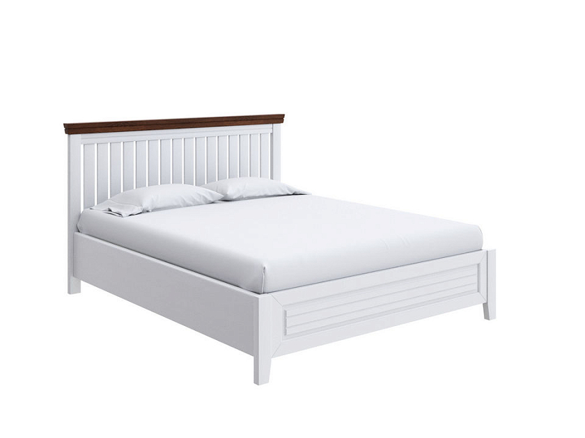 Кровать Olivia с подъемным механизмом 90x200 Массив (береза) Белая эмаль + Венге - Кровать с подъёмным механизмом из массива с контрастной декоративной планкой.
